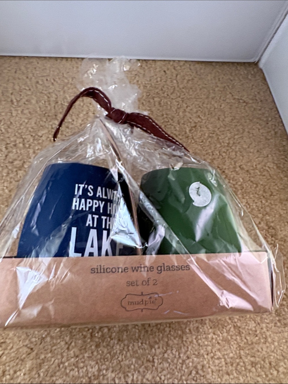 Mud Pie Silicone Wine Glasses Set - Navy Blue & Forest Green